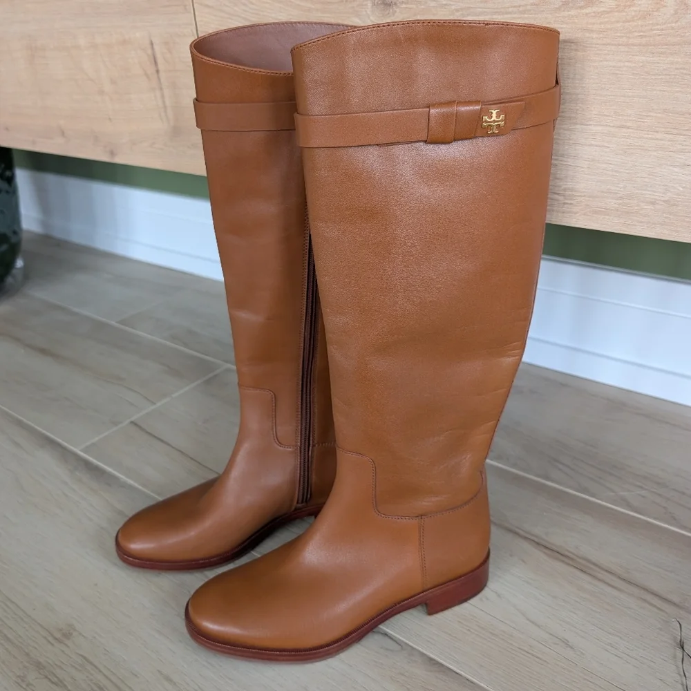 TORY BURCH Everly Strap Riding Boots Sierra